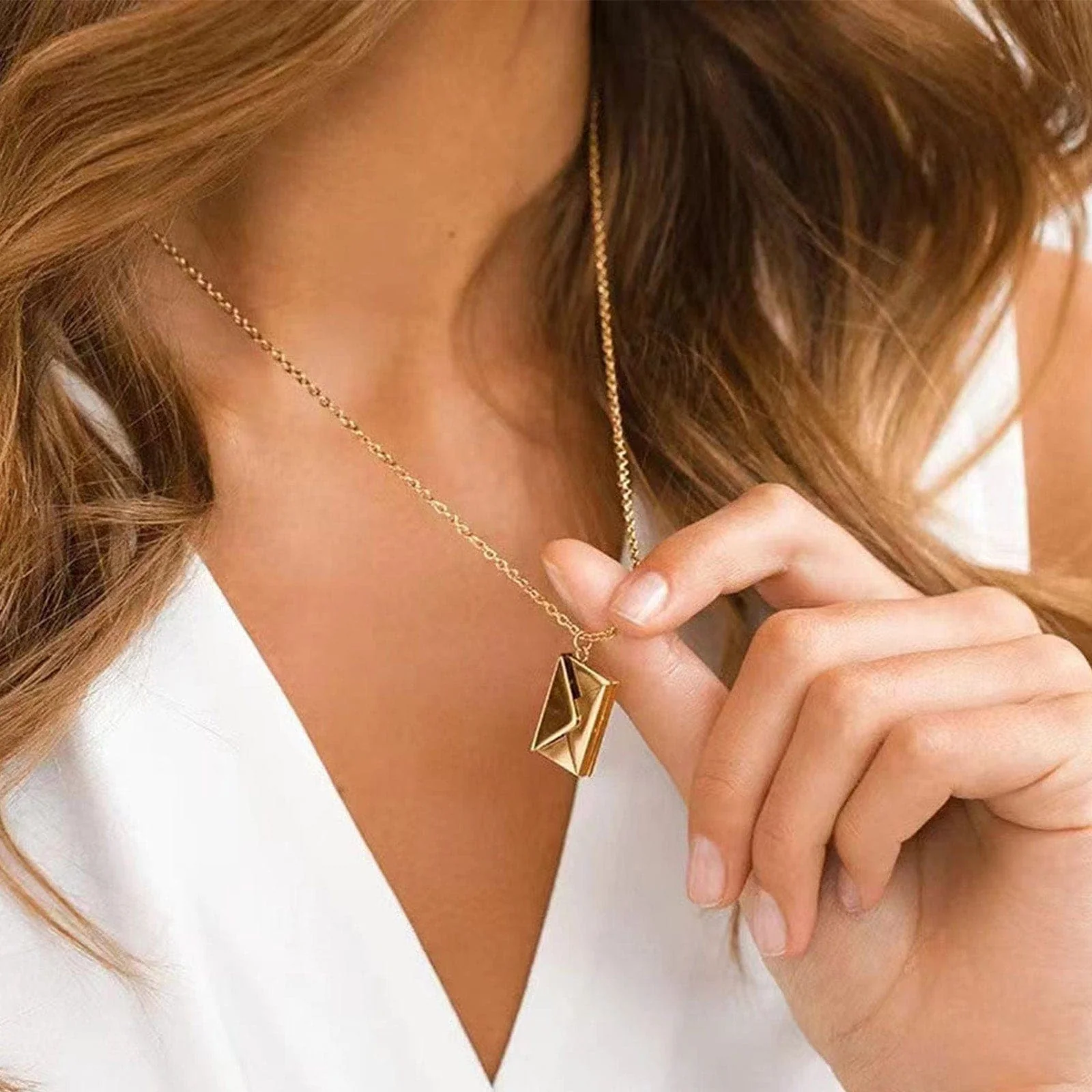 Collar de pareja con sobre de oro y plata (2 piezas) - Image 3