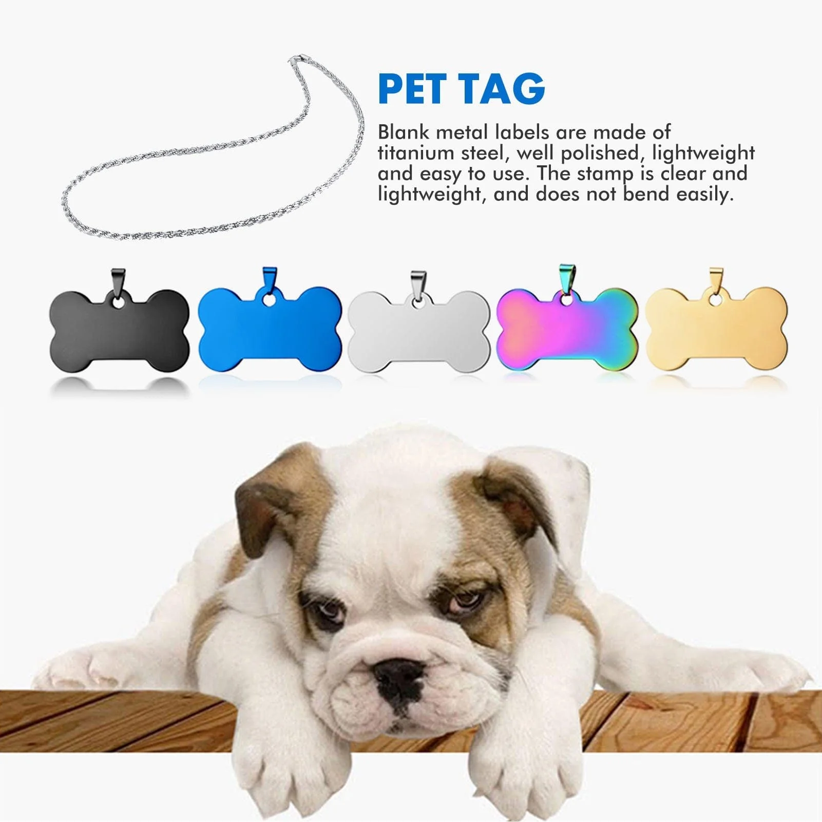 20 etiquetas metálicas en blanco para mascotas - Image 5