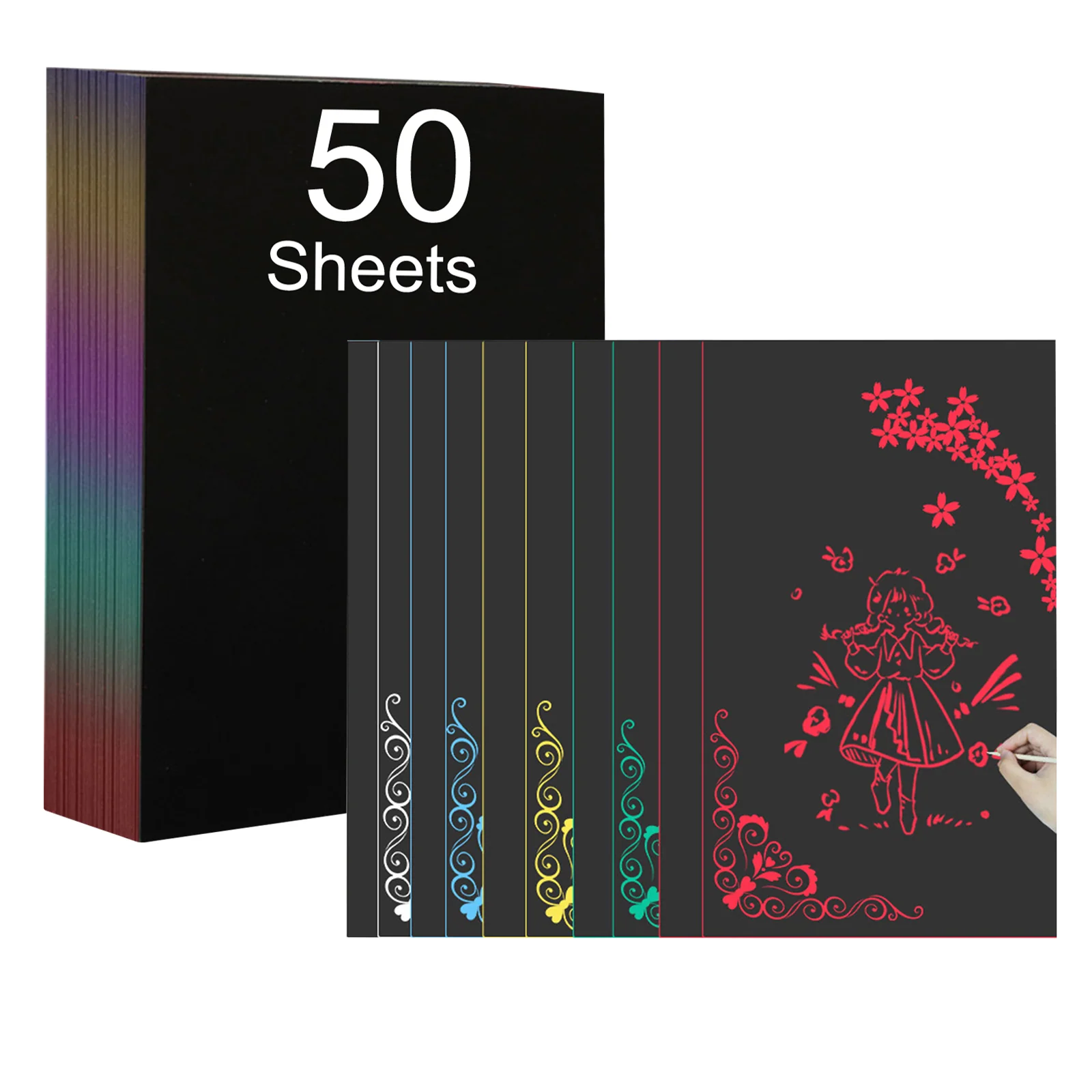 Juego de 50 hojas de papel mágico para rascar tamaño A4 - Image 11