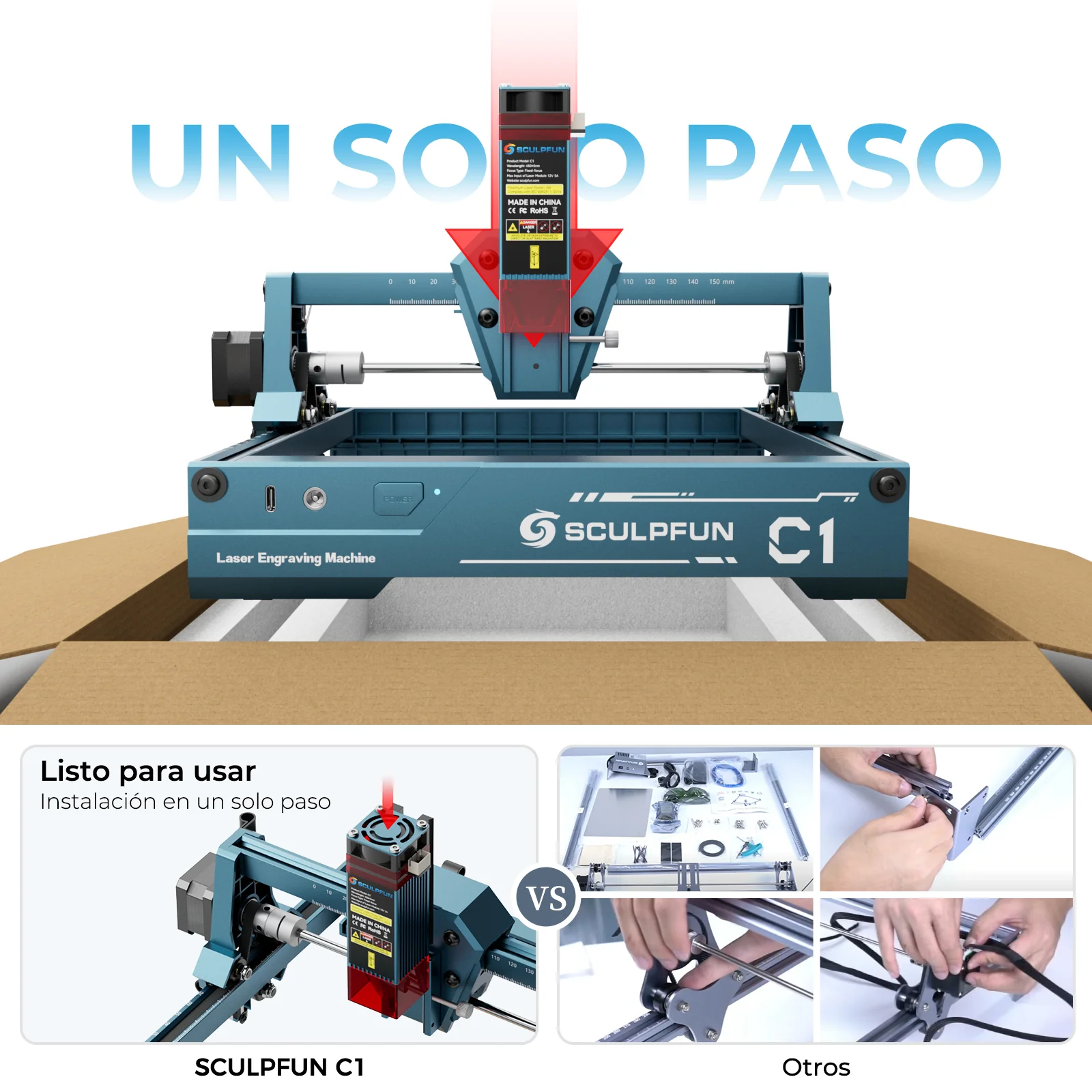[EN MÉXICO] Sculpfun C1 Mini Grabador Láser 3W 0.04mm Punto Ultra Fino Compacto 15*13cm Área de Trabajo - Image 13