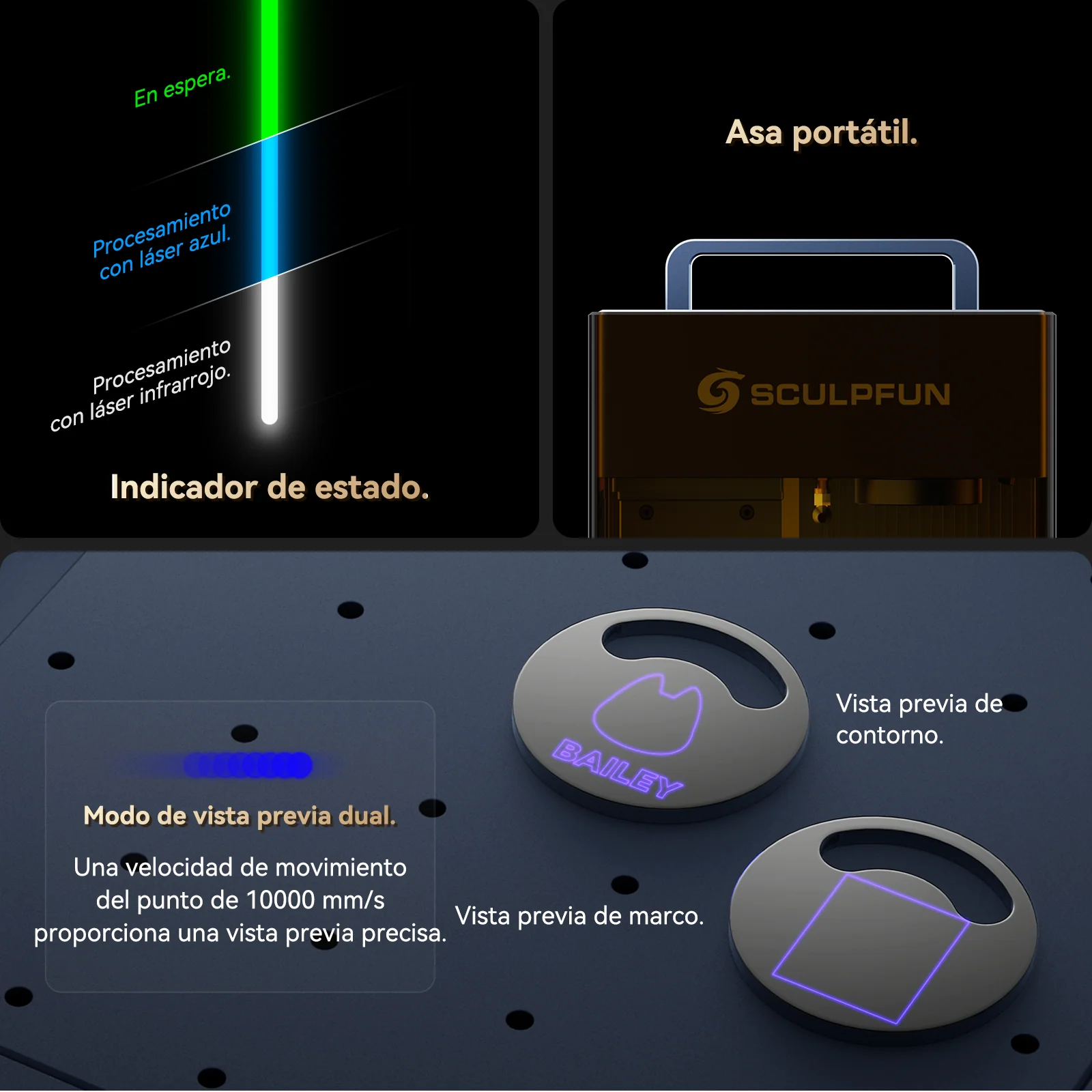 Grabador láser portátil SCULPFUN G9 con láser de diodo IR de 2W + láser de 10W - Image 6