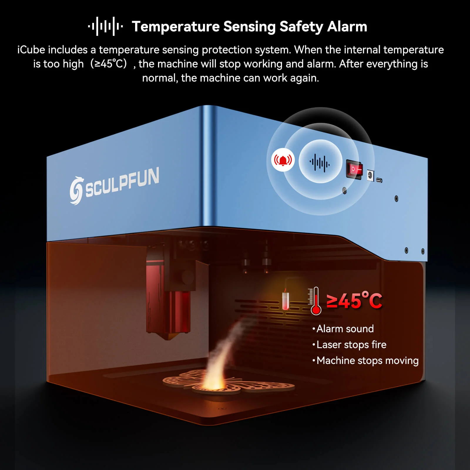 SCULPFUN iCube 3W Máquina de grabado láser portátil + Clave de licencia LightBurn Core - Image 14