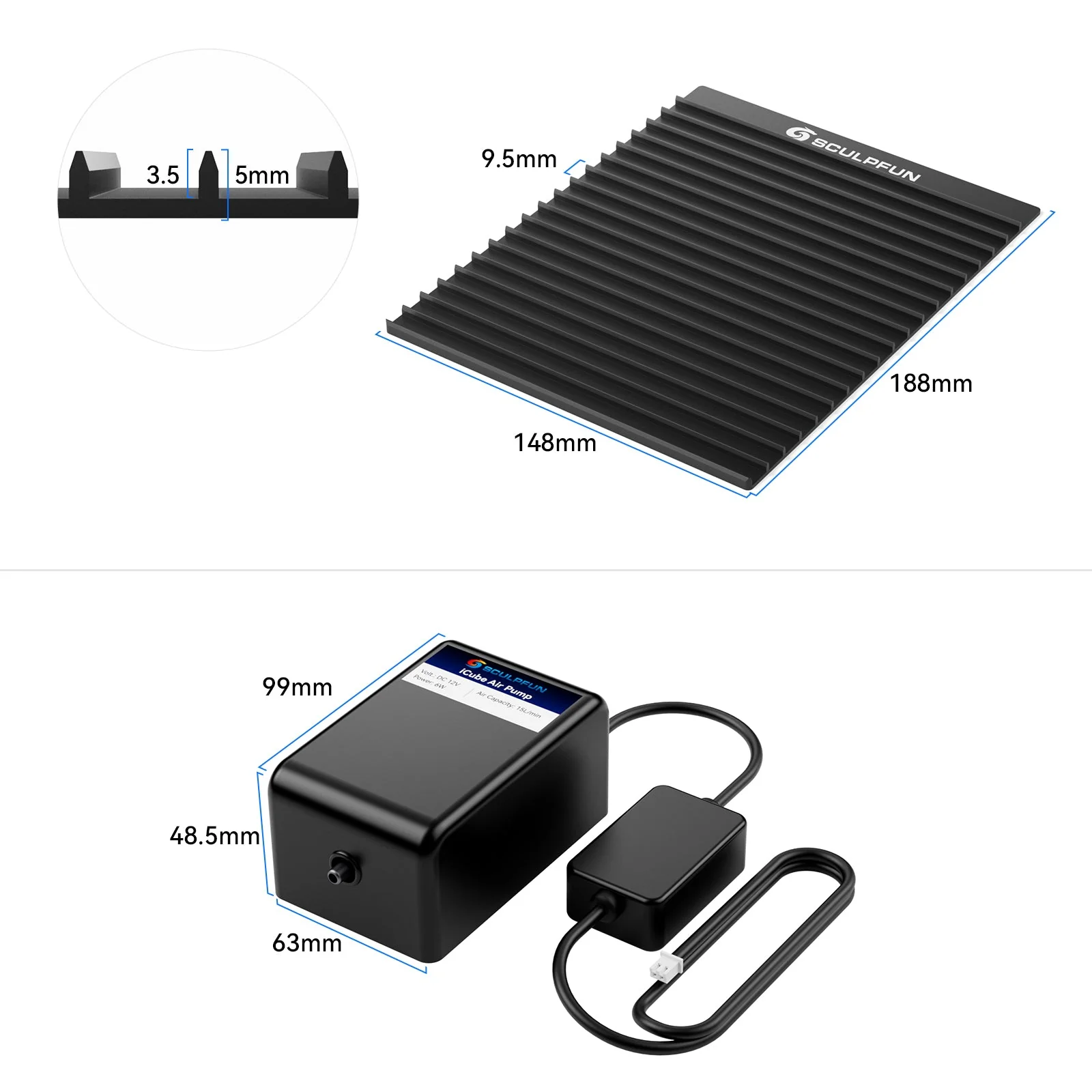 SCULPFUN Kit de Accesorios para iCube Pro 5W/10W: Base de Panal + Bomba de Aire de 15L/min - Image 3