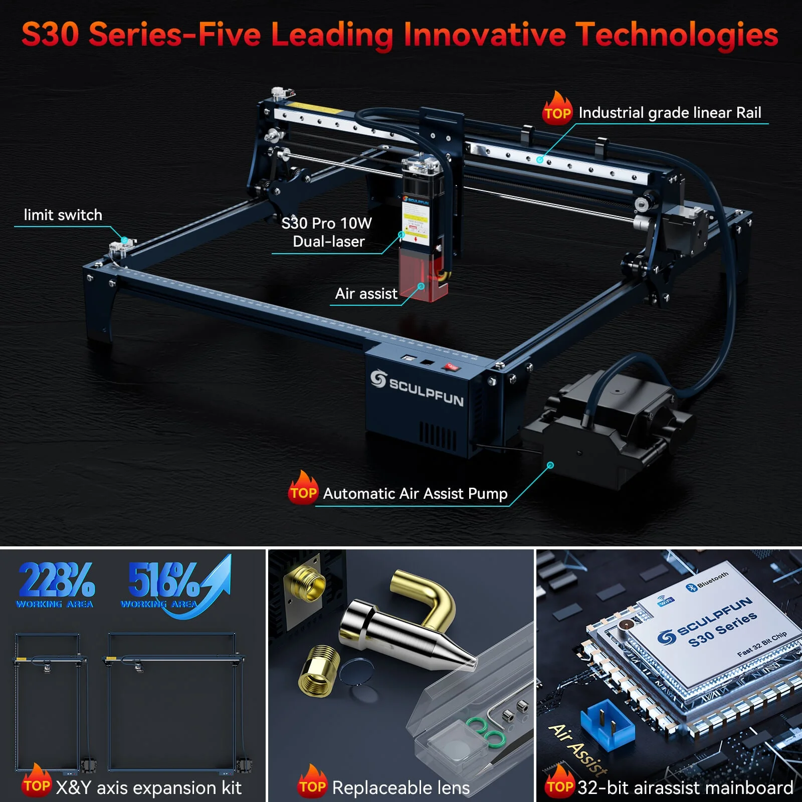 SCULPFUN S30 Pro Max: Máquina de grabado y corte láser de 20 W + Licencia LightBurn Core - Image 8